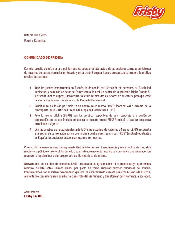 Comunicado de Frisby.