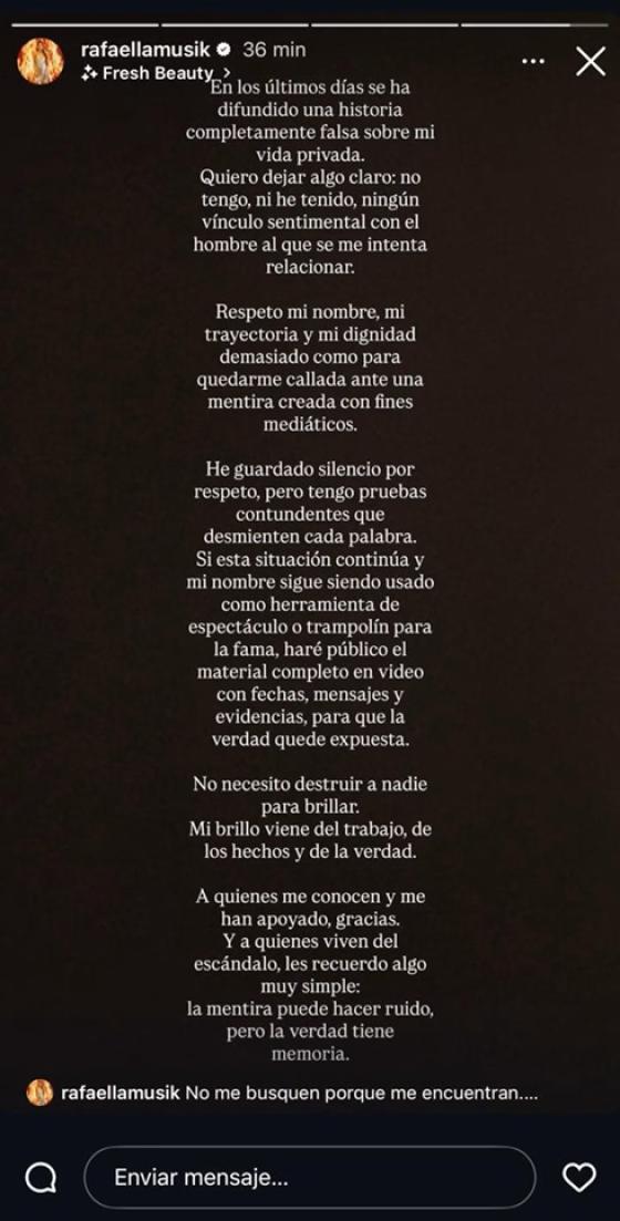 Rafaella Chávez se defiende