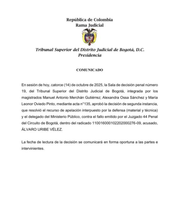 Tribunal Superior de Bogotá.