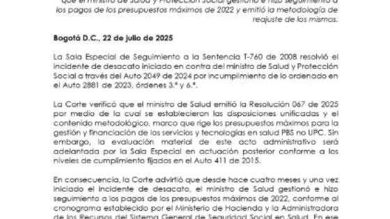 Comunicado de la Corte Constitucional.